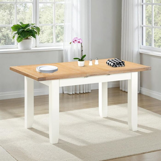WINDSOR EXTENDING DINING TABLE - IVORY/OAK