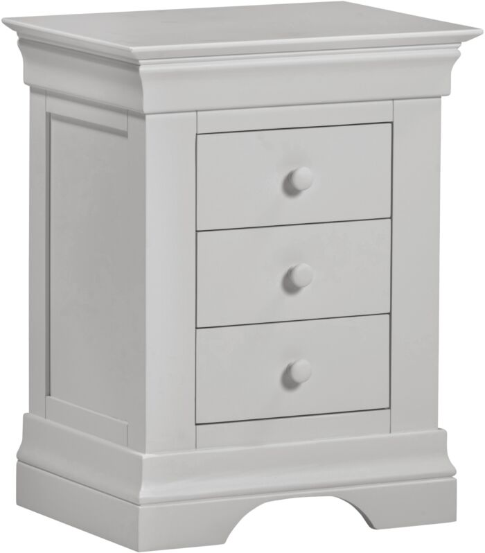 BORDEAUX 3 DRAWER BEDSIDE - PEBBLE GREY - Blythe Living