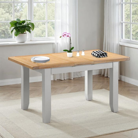WINDSOR EXTENDING DINING TABLE - PEBBLE GREY/OAK