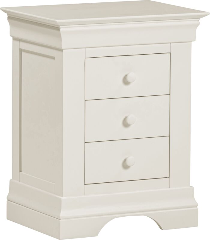 BORDEAUX 3 DRAWER BEDSIDE - IVORY - Blythe Living