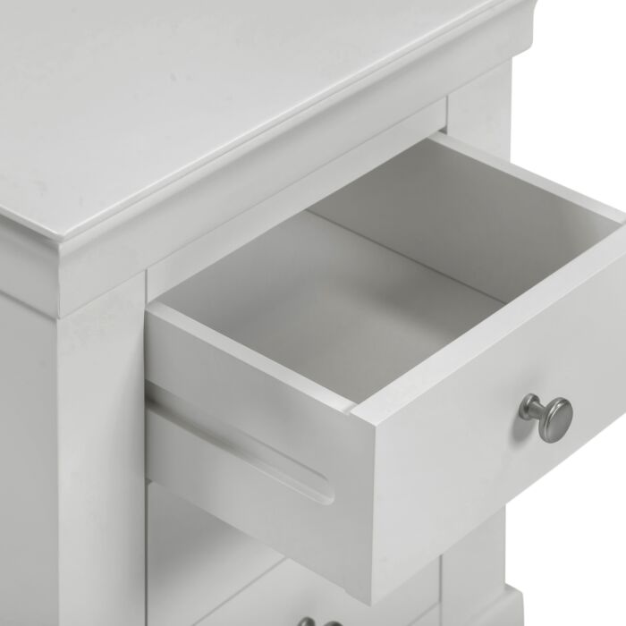 BORDEAUX 3 DRAWER BEDSIDE - PEBBLE GREY - Blythe Living