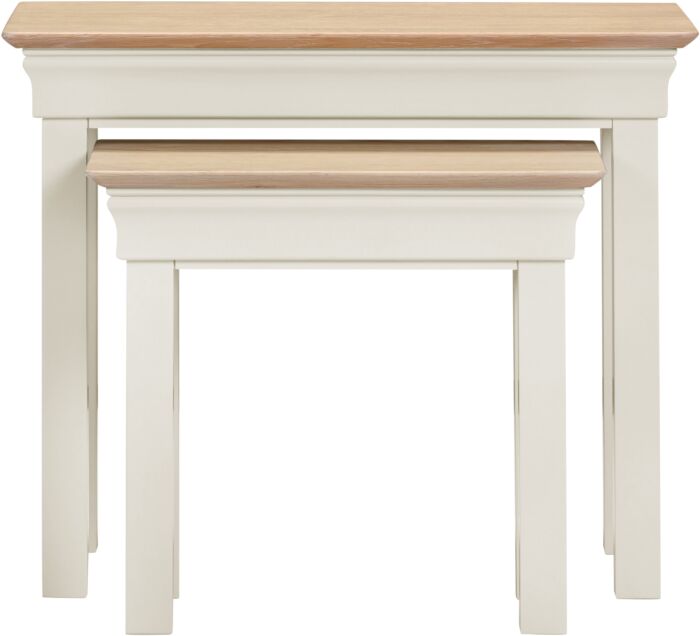 BORDEAUX NEST OF 2 TABLES - IVORY/OAK - Blythe Living