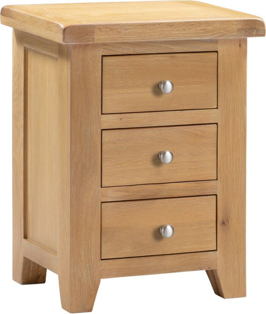 WINDSOR 3 DRAWER BEDSIDE - PEBBLE GREY/OAK