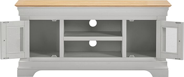 BORDEAUX SMALL TV STAND - PEBBLE GREY/OAK - Blythe Living