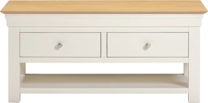 BORDEAUX 2 DRAWER COFFEE TABLE - IVORY/OAK - Blythe Living