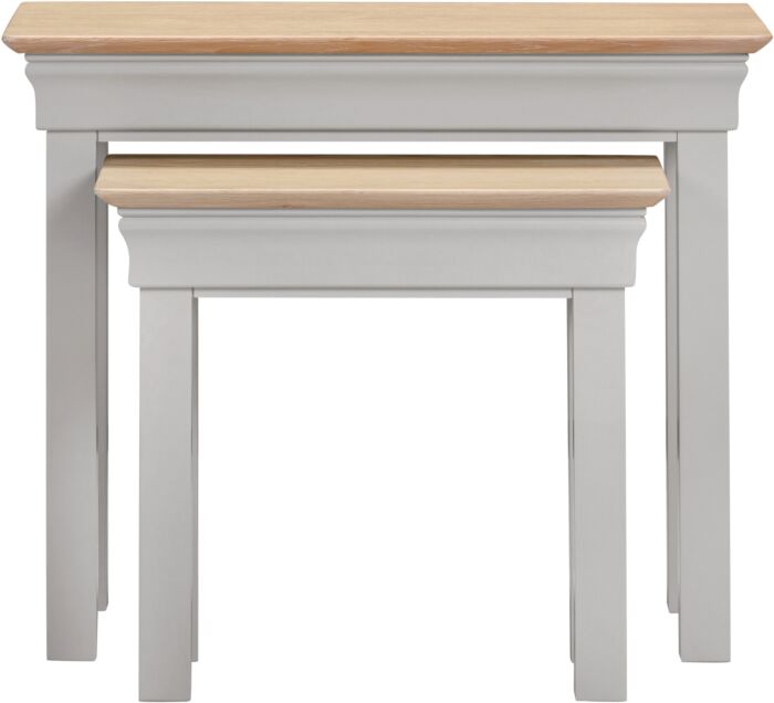 BORDEAUX NEST OF 2 TABLES - PEBBLE GREY/OAK - Blythe Living