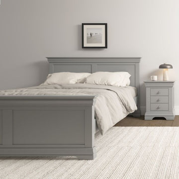 BORDEAUX 5' HIGH END BED - PEBBLE GREY - Blythe Living