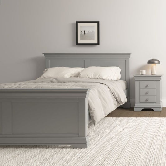 BORDEAUX 5' HIGH END BED - PEBBLE GREY - Blythe Living