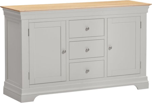 BORDEAUX 2 DOOR 3 DRAWER SIDEBOARD - PEBBLE GREY/OAK
