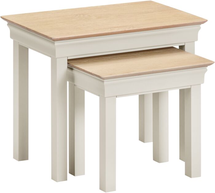BORDEAUX NEST OF 2 TABLES - IVORY/OAK - Blythe Living