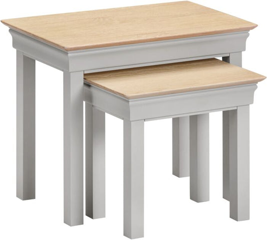 BORDEAUX NEST OF 2 TABLES - PEBBLE GREY/OAK - Blythe Living
