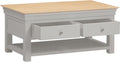 BORDEAUX 2 DRAWER COFFEE TABLE - PEBBLE GREY/OAK - Blythe Living