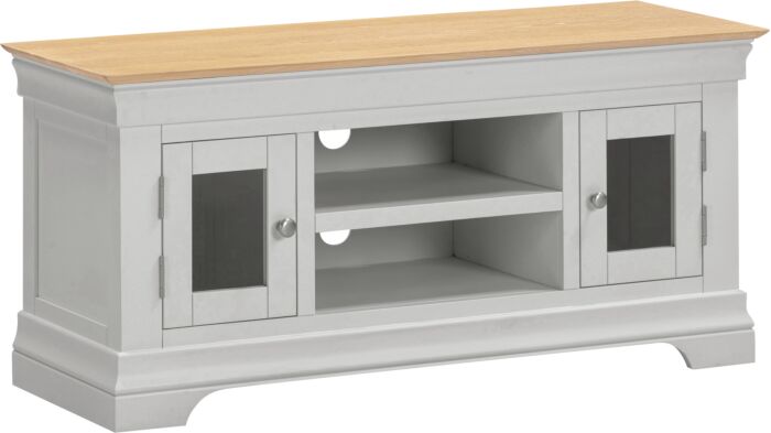 BORDEAUX SMALL TV STAND - PEBBLE GREY/OAK - Blythe Living