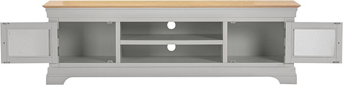 BORDEAUX TV STAND - PEBBLE GREY/OAK - Blythe Living