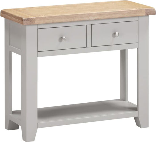 WINDSOR 2 DRAWER CONSOLE TABLE - PEBBLE GREY/OAK