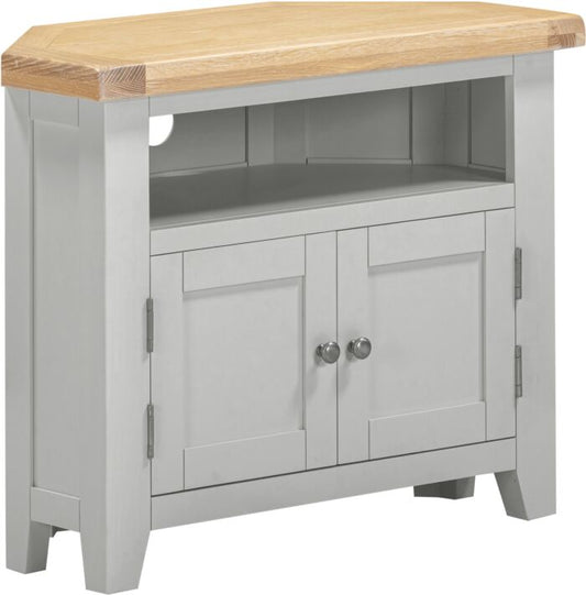 WINDSOR CORNER TV UNIT - PEBBLE GREY/OAK