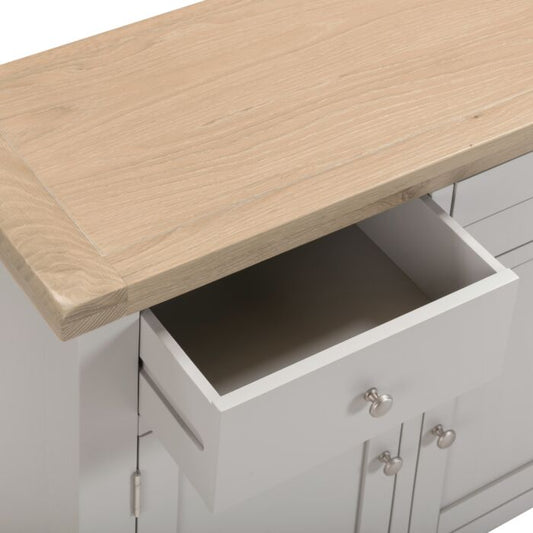 WINDSOR 3 DOOR 3 DRAWER SIDEBOARD - PEBBLE GREY/OAK