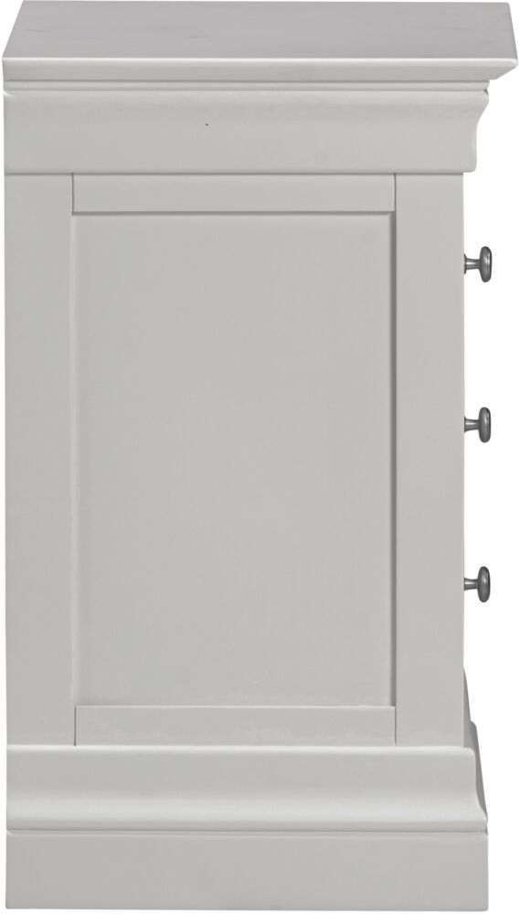 BORDEAUX 3 DRAWER BEDSIDE - PEBBLE GREY - Blythe Living