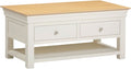 BORDEAUX 2 DRAWER COFFEE TABLE - IVORY/OAK - Blythe Living