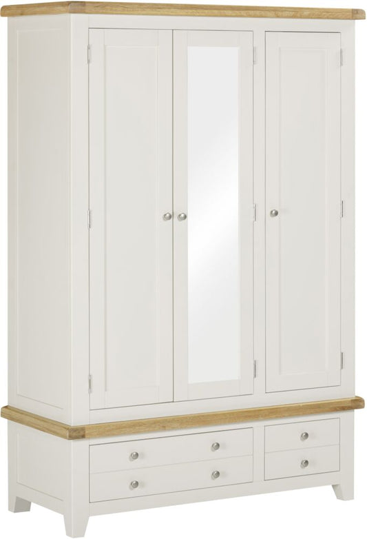 WINDSOR 3 DOOR 2 DRAWER WARDROBE - IVORY/OAK
