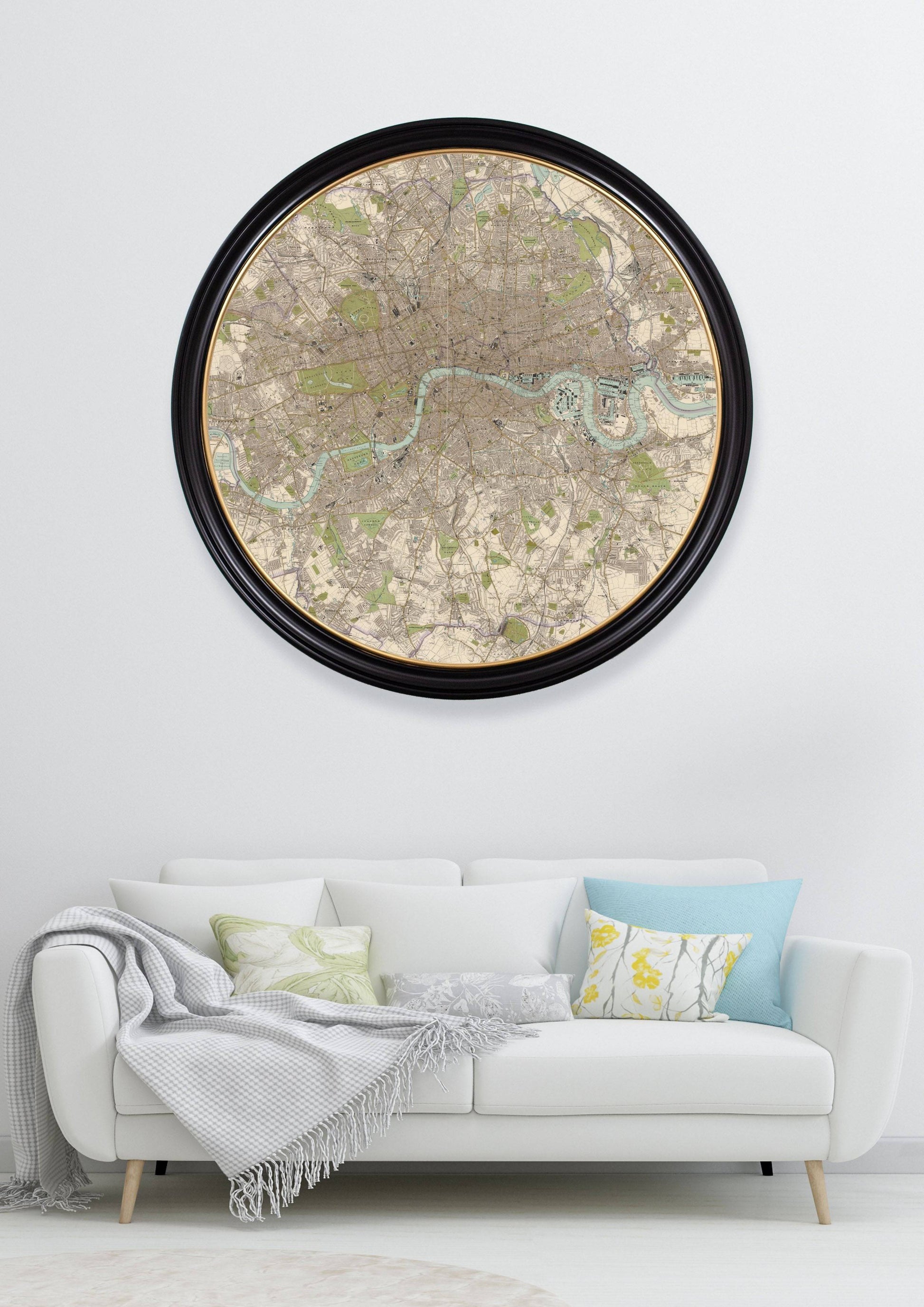 c.1905 Map of London - Round Frame - The Weird & Wonderful