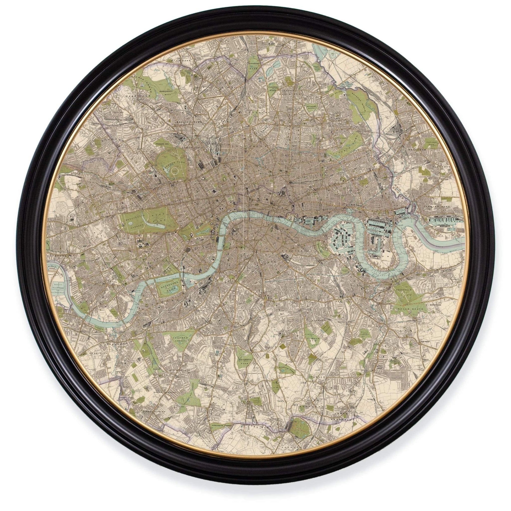 c.1905 Map of London - Round Frame - The Weird & Wonderful