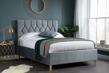 Loxley Fabric Bed Grey