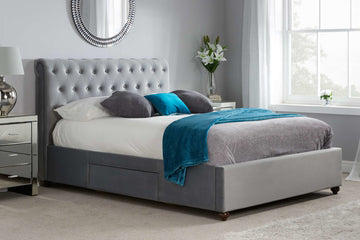 Marlow Fabric Bed Grey Velvet