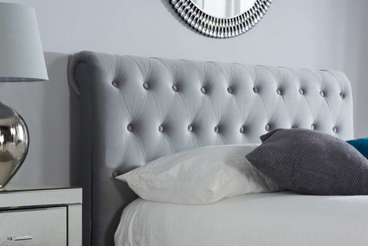 Marlow Fabric Bed Grey Velvet