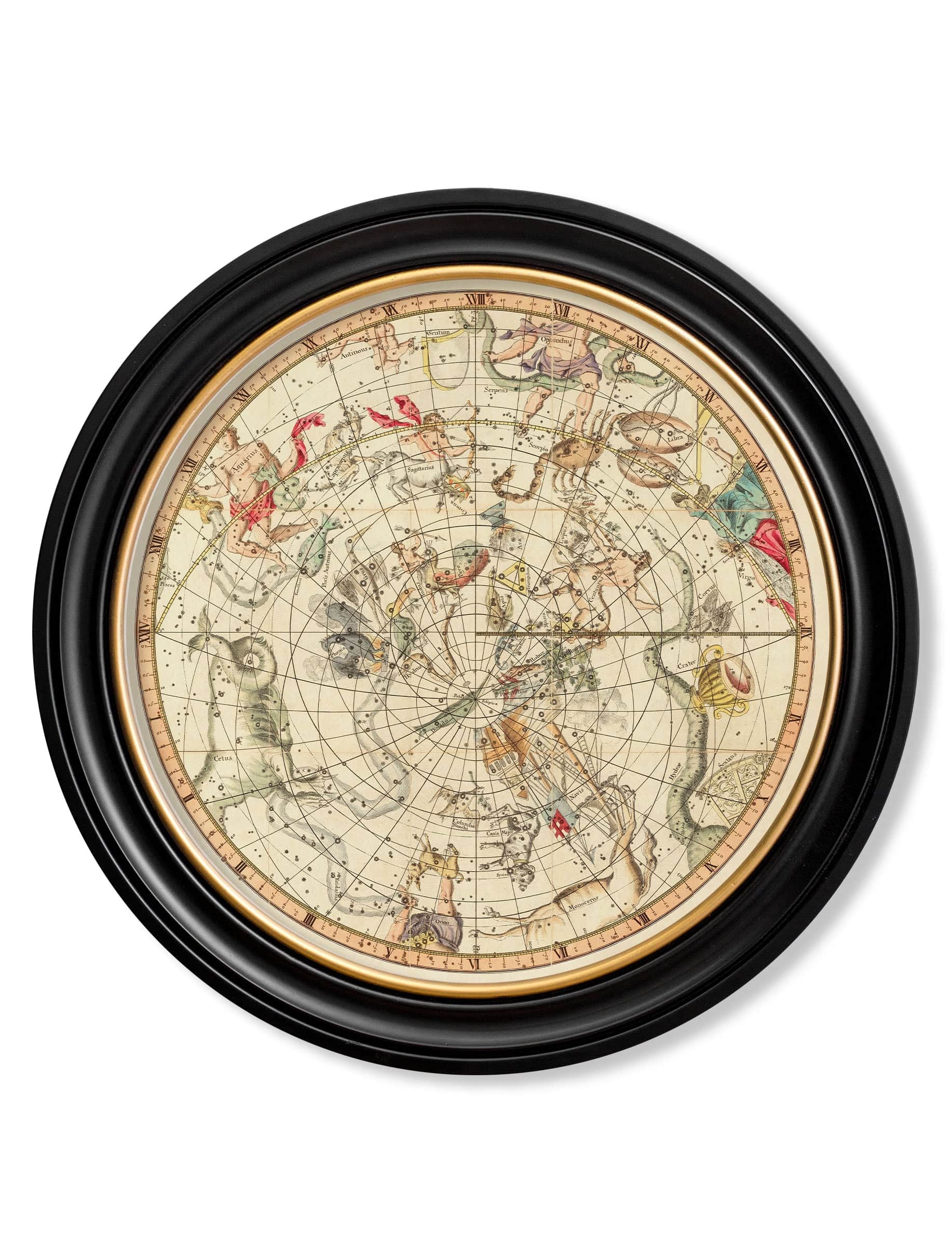 c.1820 Map of Constellations - Round Frame - Blythe Living