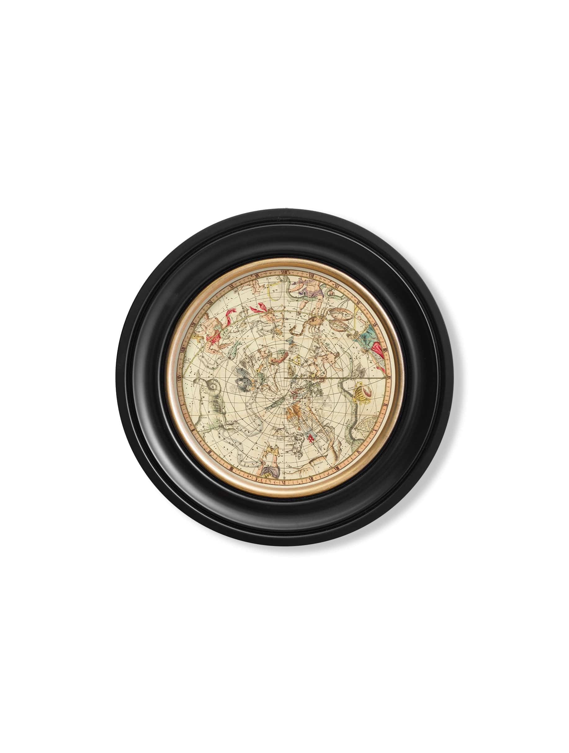 c.1820 Map of Constellations - Round Frame - Blythe Living