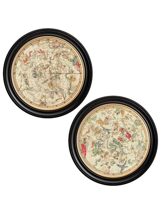 c.1820 Map of Constellations - Round Frame - Blythe Living