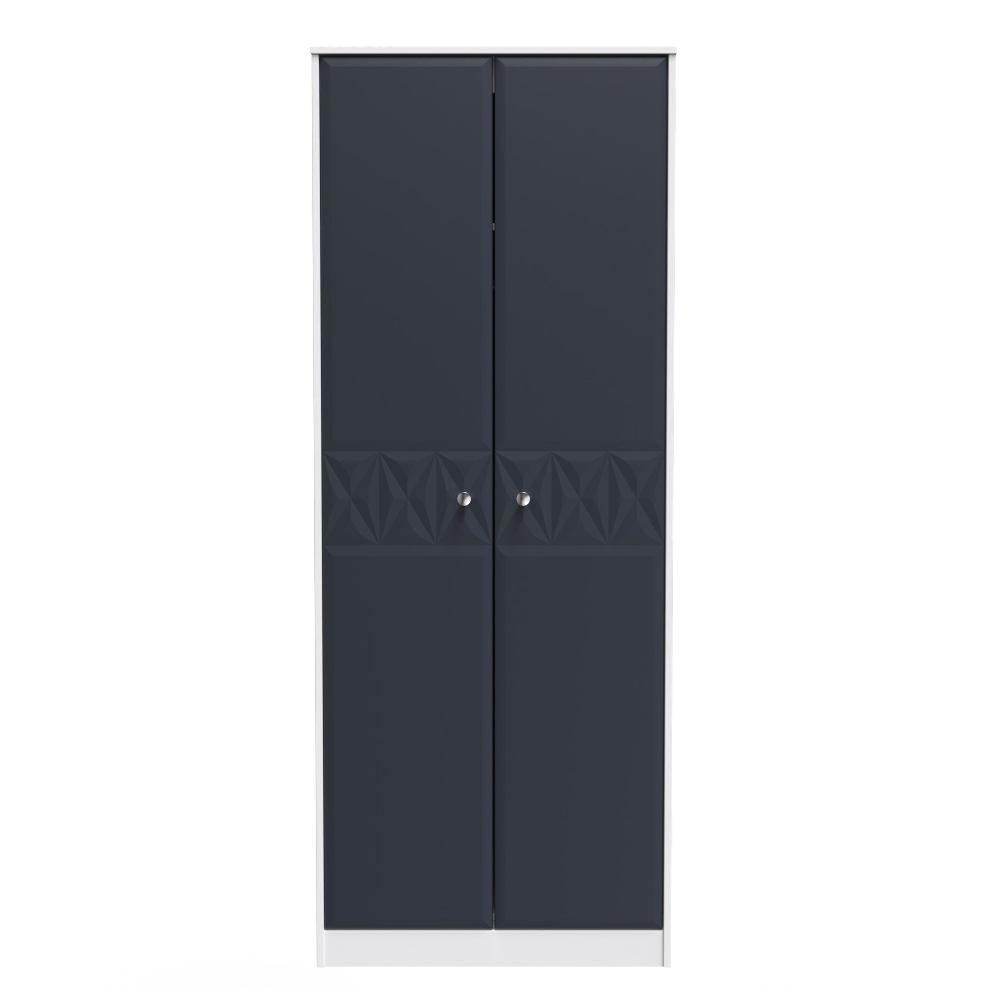 top quality Pixel Tall Plain Wardrobe in Indigo Blue and White Matt Colour