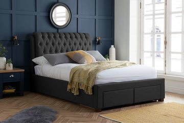 Valentino 2 Drawer Bed Charcoal