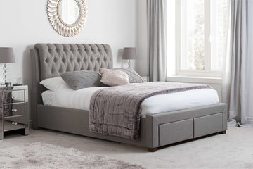 Valentino 2 Drawer Bed Grey